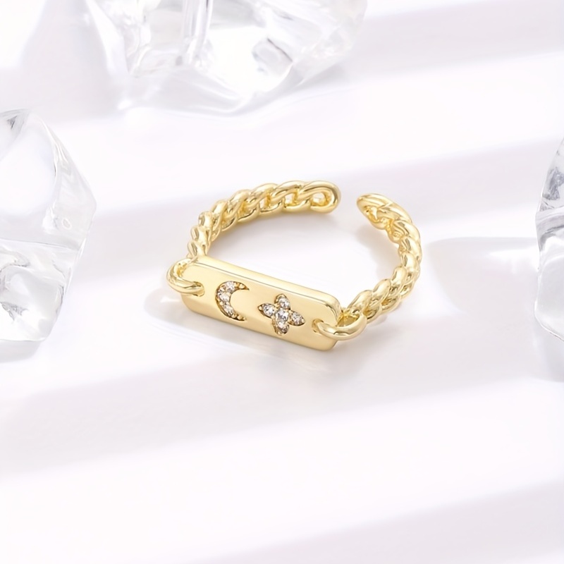 Men's Moon Flower Adjustable Ring Couple Opening